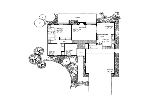 Floor Plan - Main Floor for Ranch House Plan #72-446 - 3 bed, 2 bath