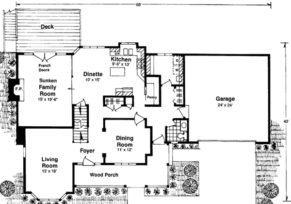 House Design - Country Floor Plan - Main Floor Plan #981-37