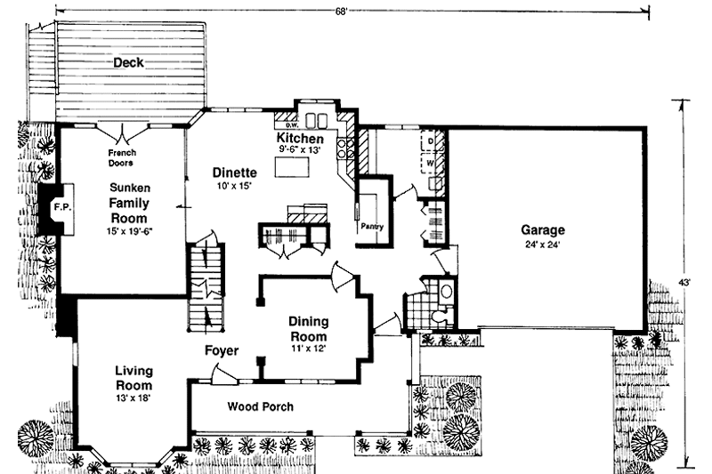 Home Plan - Floor Plan - Main Floor for Country House Plan #981-37 - 4 bed, 2.5 bath