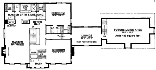 Architectural House Design - Classical Floor Plan - Upper Floor Plan #1016-28