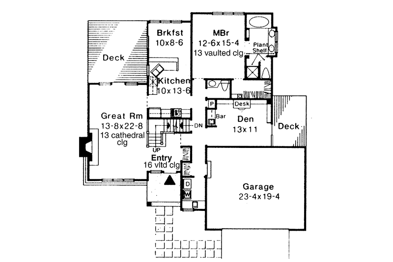 House Blueprint - Floor Plan - Main Floor for Contemporary House Plan #320-682 - 2 bed, 2.5 bath