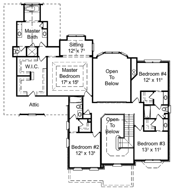 House Design - Colonial Floor Plan - Upper Floor Plan #429-294