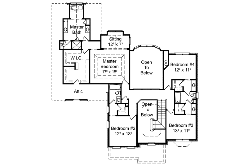 Architectural House Design - Floor Plan - Upper Floor for Colonial House Plan #429-294 - 5 bed, 4 bath