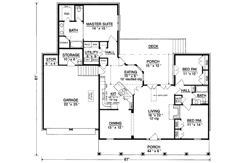 Home Plan - Floor Plan - Main Floor for Country House Plan #45-486 - 3 bed, 2 bath