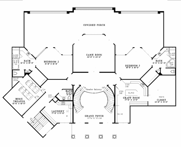 Home Plan - Mediterranean Floor Plan - Upper Floor Plan #17-3282