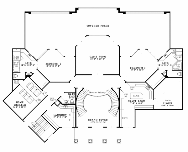 House Plan Design - Mediterranean Floor Plan - Upper Floor Plan #17-3282