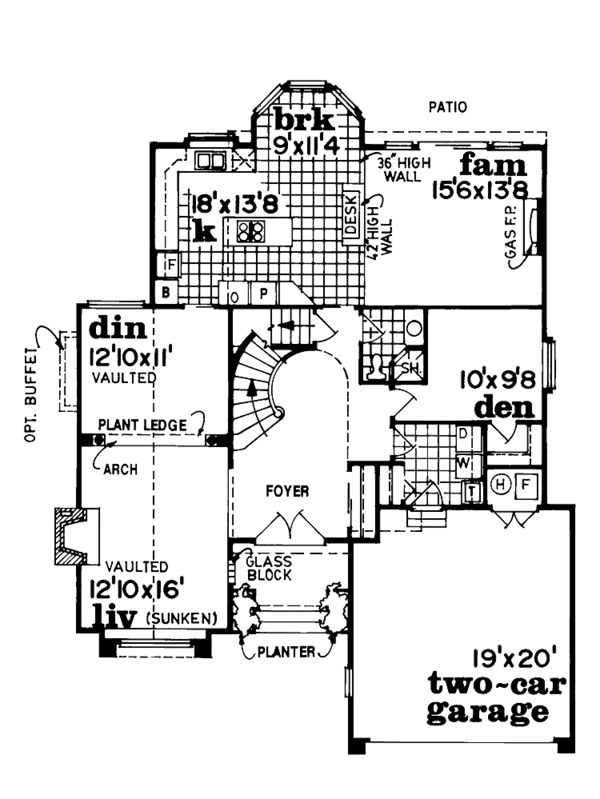 Architectural House Design - Mediterranean Floor Plan - Main Floor Plan #47-836