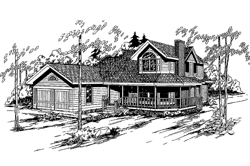 Home Plan - Exterior - Front Elevation 3 for Country House Plan #60-977 - 3 bed, 2.5 bath