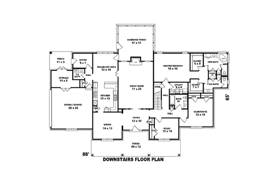 Floor Plan - Main Floor for Traditional House Plan #81-1608 - 4 bed, 4 bath