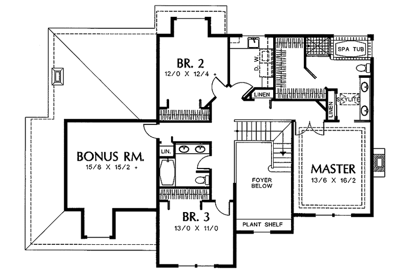 Architectural House Design - Floor Plan - Upper Floor for Colonial House Plan #48-713 - 3 bed, 2.5 bath