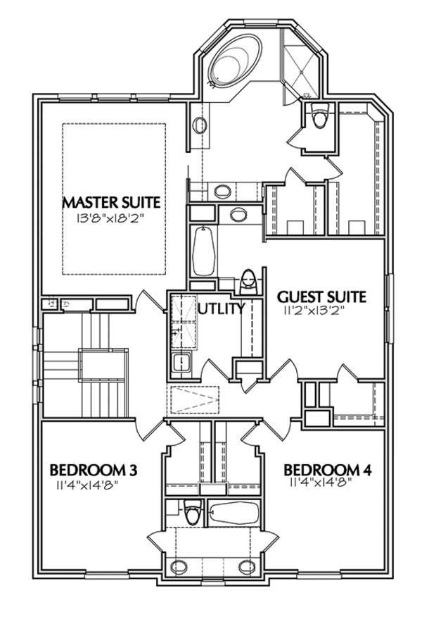 Home Plan - Traditional Floor Plan - Upper Floor Plan #1021-11