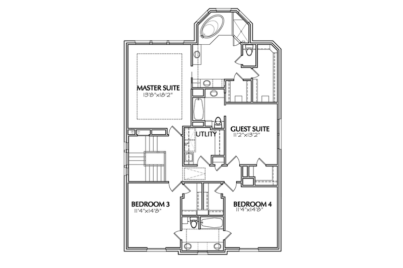 Home Plan - Floor Plan - Upper Floor for Traditional House Plan #1021-11 - 4 bed, 3.5 bath
