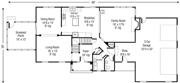Dream House Plan - European Floor Plan - Main Floor Plan #320-1439