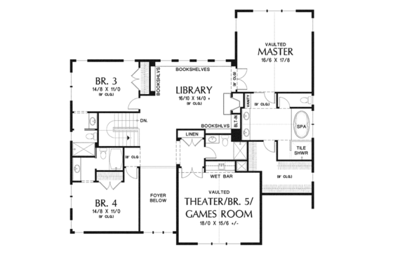 Floor Plan - Upper Floor for Craftsman House Plan #48-905 - 4 bed, 5.5 bath