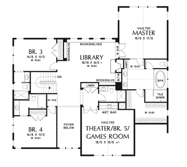 Craftsman Floor Plan - Upper Floor Plan #48-905