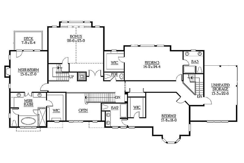 Dream House Plan - Floor Plan - Upper Floor for Craftsman House Plan #132-252 - 4 bed, 4 bath