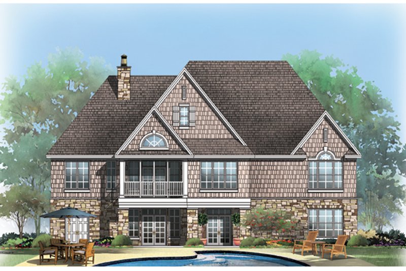 House Design - Exterior - Rear Elevation 1 for European House Plan #929-921 - 4 bed, 4 bath