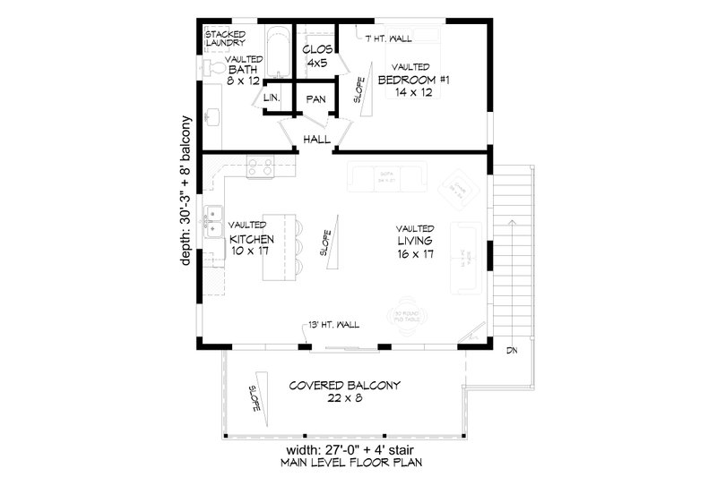 Dream House Plan - Floor Plan - Main Floor for Country House Plan #932-1204 - 1 bed, 1 bath