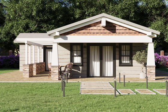 Exterior - Front Elevation 4 for Craftsman House Plan #1106-95 - 2 bed, 2 bath