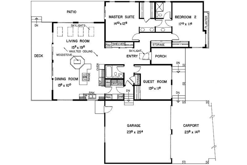 Home Plan - Floor Plan - Main Floor for Prairie House Plan #60-921 - 3 bed, 2 bath