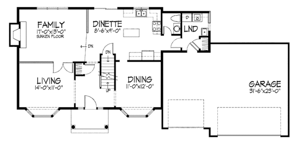 Architectural House Design - Colonial Floor Plan - Main Floor Plan #51-709