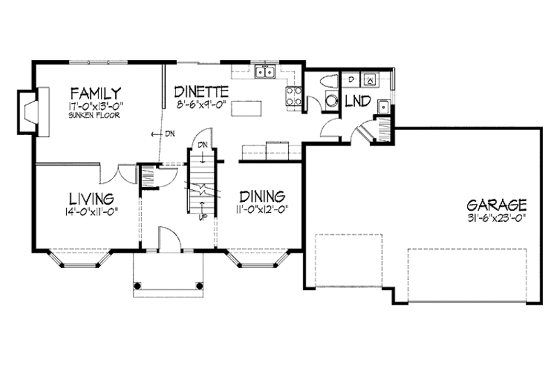 Home Plan - Floor Plan - Main Floor for Colonial House Plan #51-709 - 3 bed, 2.5 bath