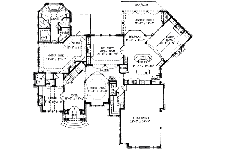 Home Plan - Floor Plan - Main Floor for European House Plan #54-104 - 4 bed, 4.5 bath