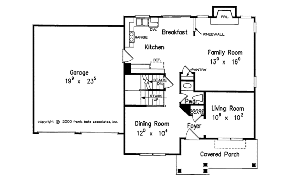 Floor Plan - Main Floor for Colonial House Plan #927-731 - 3 bed, 2.5 bath