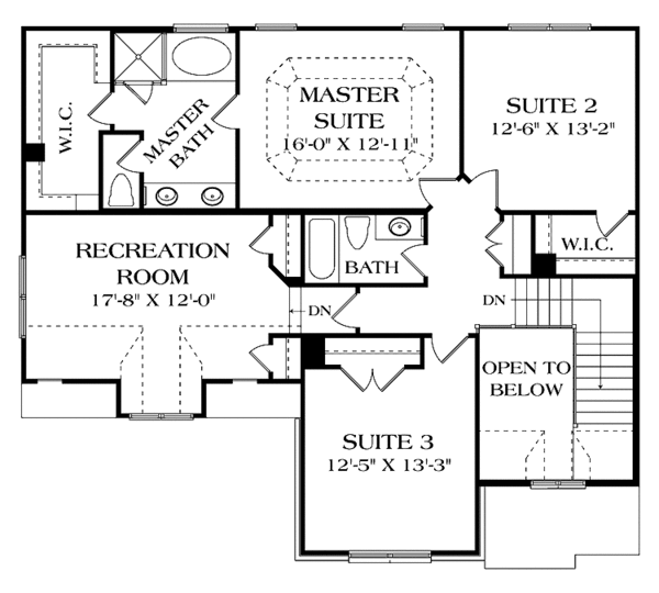 Dream House Plan - Traditional Floor Plan - Upper Floor Plan #453-501