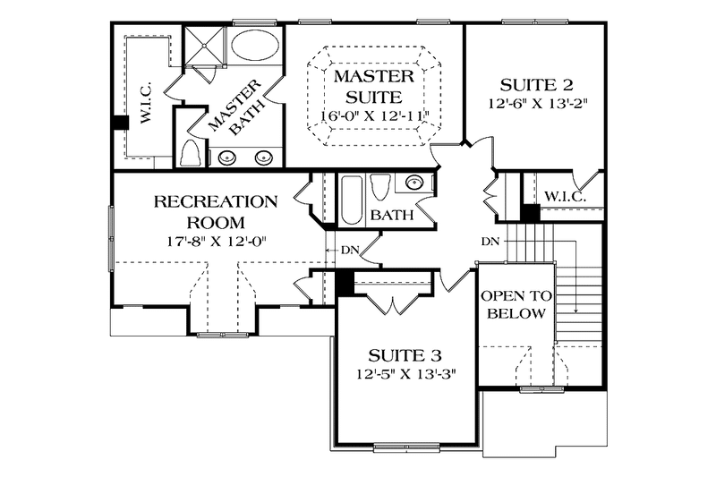 House Blueprint - Floor Plan - Upper Floor for Traditional House Plan #453-501 - 3 bed, 3.5 bath