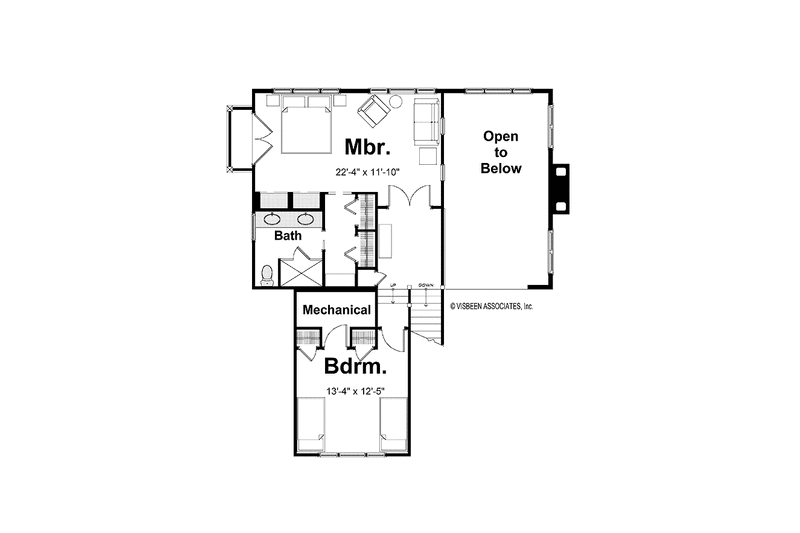 Home Plan - Floor Plan - Upper Floor for Bungalow House Plan #928-195 - 2 bed, 2 bath