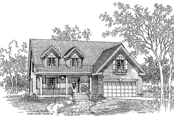 Exterior - Front Elevation 3 for Country House Plan #929-642 - 3 bed, 2.5 bath