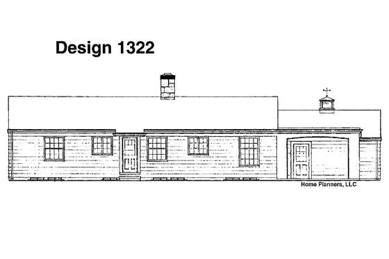 Exterior - Rear Elevation for Ranch House Plan #72-504 - 3 bed, 2 bath