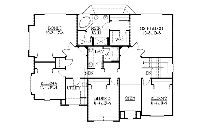 Dream House Plan - Floor Plan - Upper Floor for Craftsman House Plan #132-374 - 4 bed, 2.5 bath