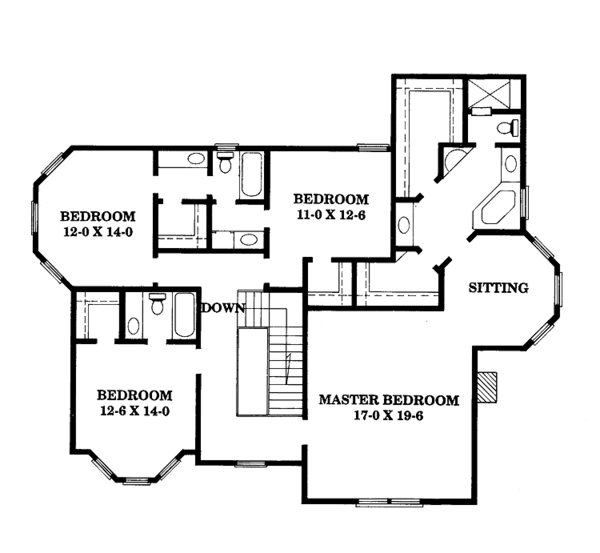 Architectural House Design - Victorian Floor Plan - Upper Floor Plan #1047-22
