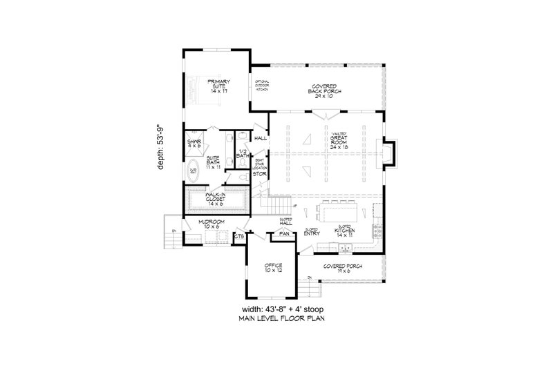 House Plan Design - Floor Plan - Main Floor for Farmhouse House Plan #932-1425 - 3 bed, 2.5 bath