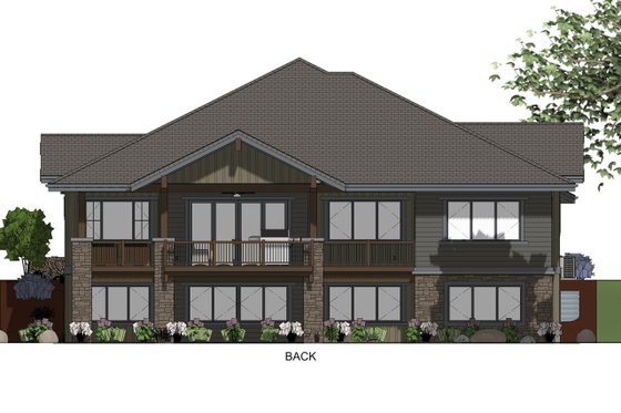 Exterior - Rear Elevation 2 for Ranch House Plan #1069-7 - 3 bed, 2.5 bath