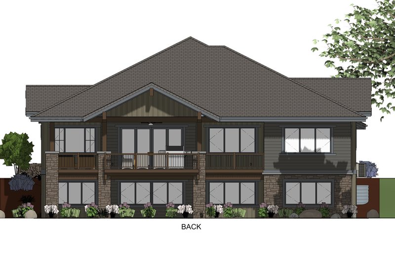 Architectural House Design - Exterior - Rear Elevation 2 for Ranch House Plan #1069-7 - 3 bed, 2.5 bath