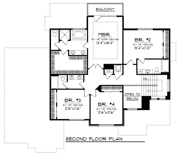 Craftsman Floor Plan - Upper Floor Plan #70-1125