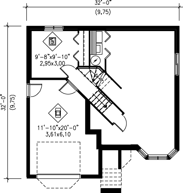 Traditional Floor Plan - Lower Floor Plan #25-313
