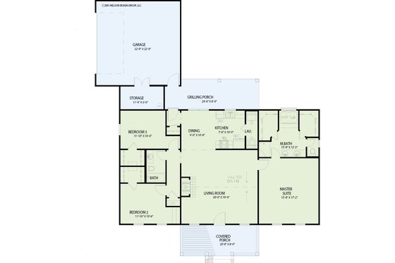 Floor Plan - Main Floor for Farmhouse House Plan #17-1144 - 3 bed, 2 bath