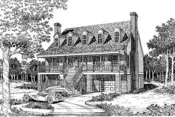 Exterior - Front Elevation for Country House Plan #322-121 - 3 bed, 3.5 bath