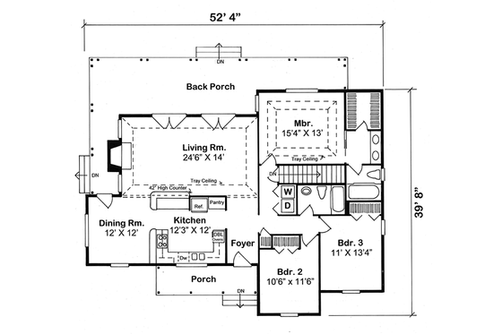Floor Plan - Main Floor for Farmhouse House Plan #312-237 - 3 bed, 2 bath