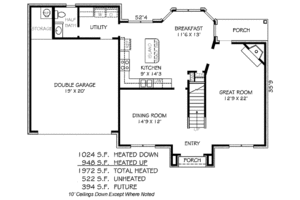 Floor Plan - Main Floor for European House Plan #424-99 - 3 bed, 2.5 bath