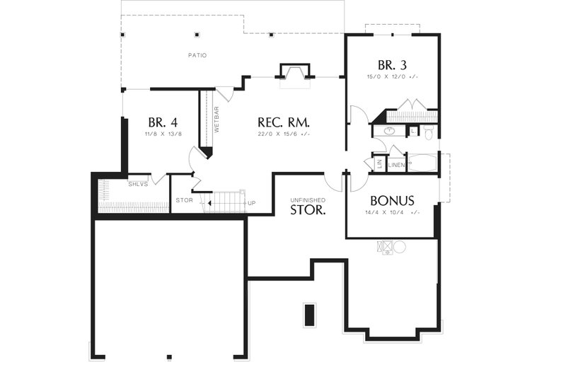 Dream House Plan - Floor Plan - Lower Floor for Craftsman House Plan #48-601 - 4 bed, 3 bath