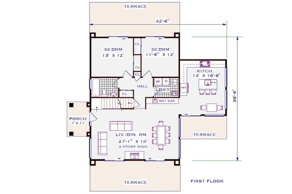 Home Plan - Cottage Floor Plan - Main Floor Plan #3-348