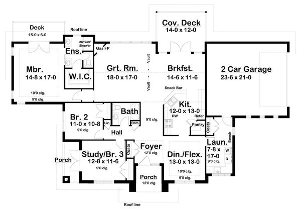 Architectural House Design - Ranch Floor Plan - Main Floor Plan #126-233