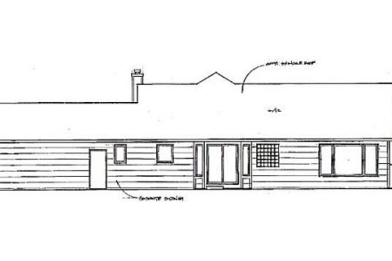 Exterior - Rear Elevation for Ranch House Plan #58-167 - 3 bed, 2.5 bath