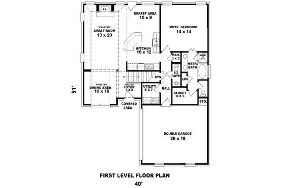 Floor Plan - Main Floor for Traditional House Plan #81-13869 - 3 bed, 2.5 bath