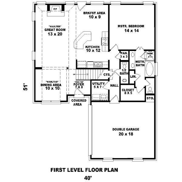 Floor Plan - Main Floor for Traditional House Plan #81-13869 - 3 bed, 2.5 bath